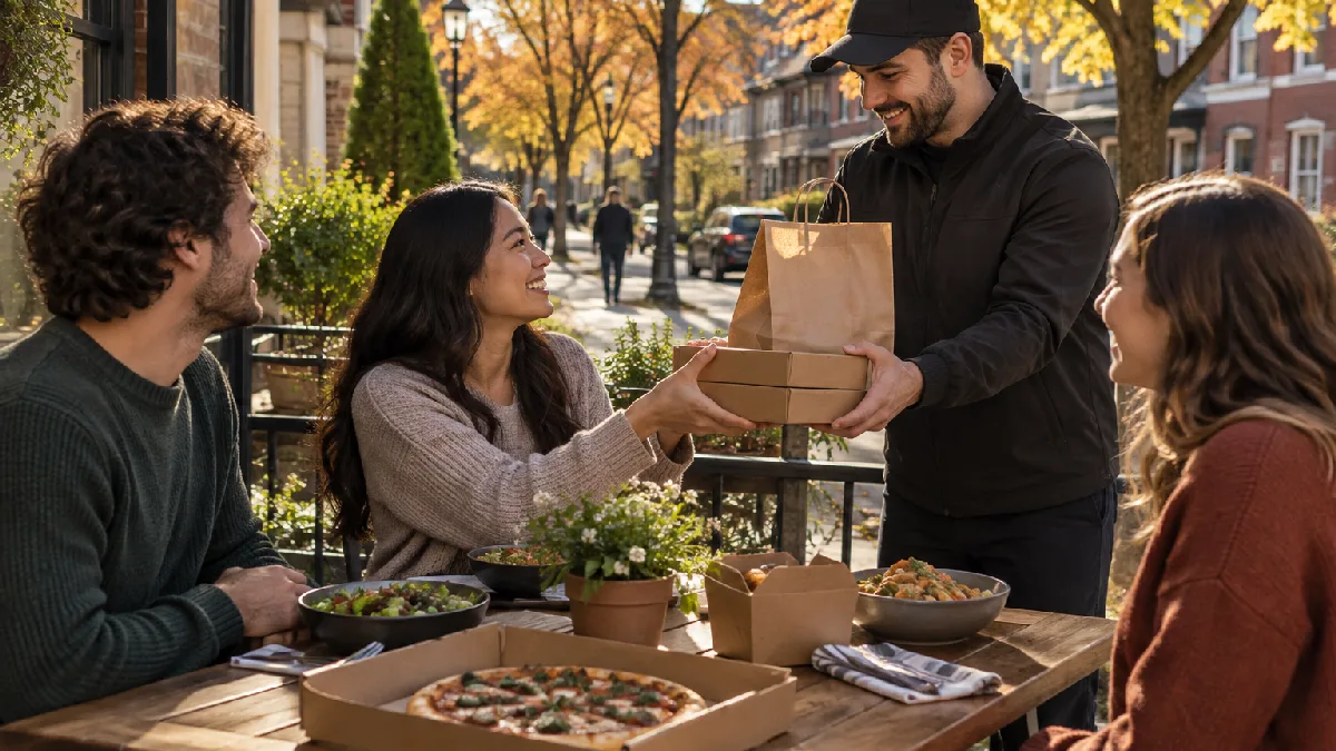 Illustration of a local food scene for Local direct-delivery examples.