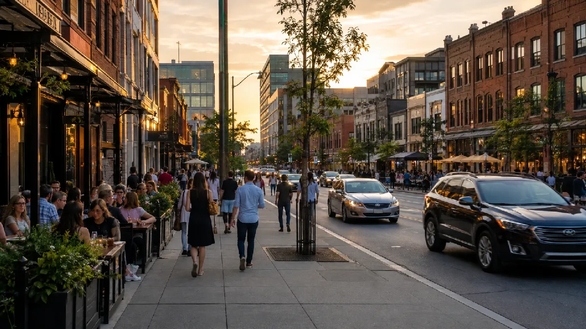 Walkable Dining Areas In Downtown Kitchener Waterloo Region Ontario Canada