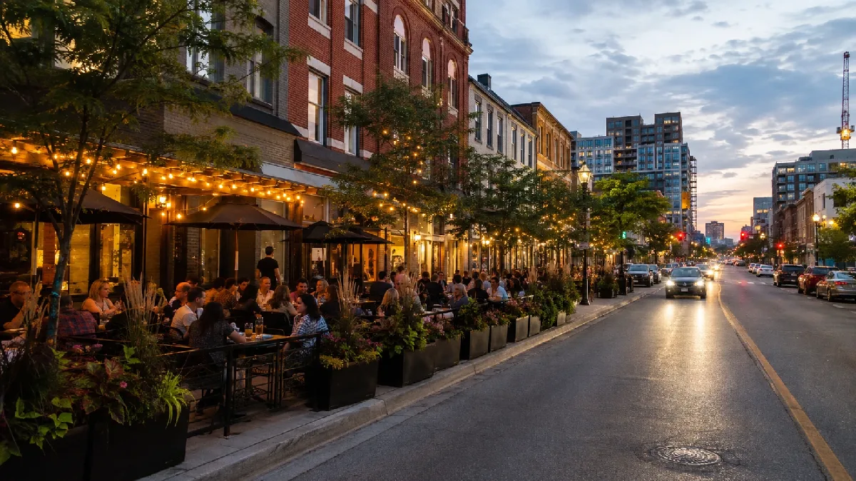 Restaurant Patios On King Street In Downtown Kitchener Waterloo Region Ontario Canada