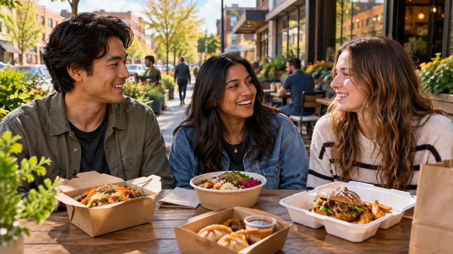Illustration of a local food scene for Best Takeout Restaurants in Kitchener-Waterloo.