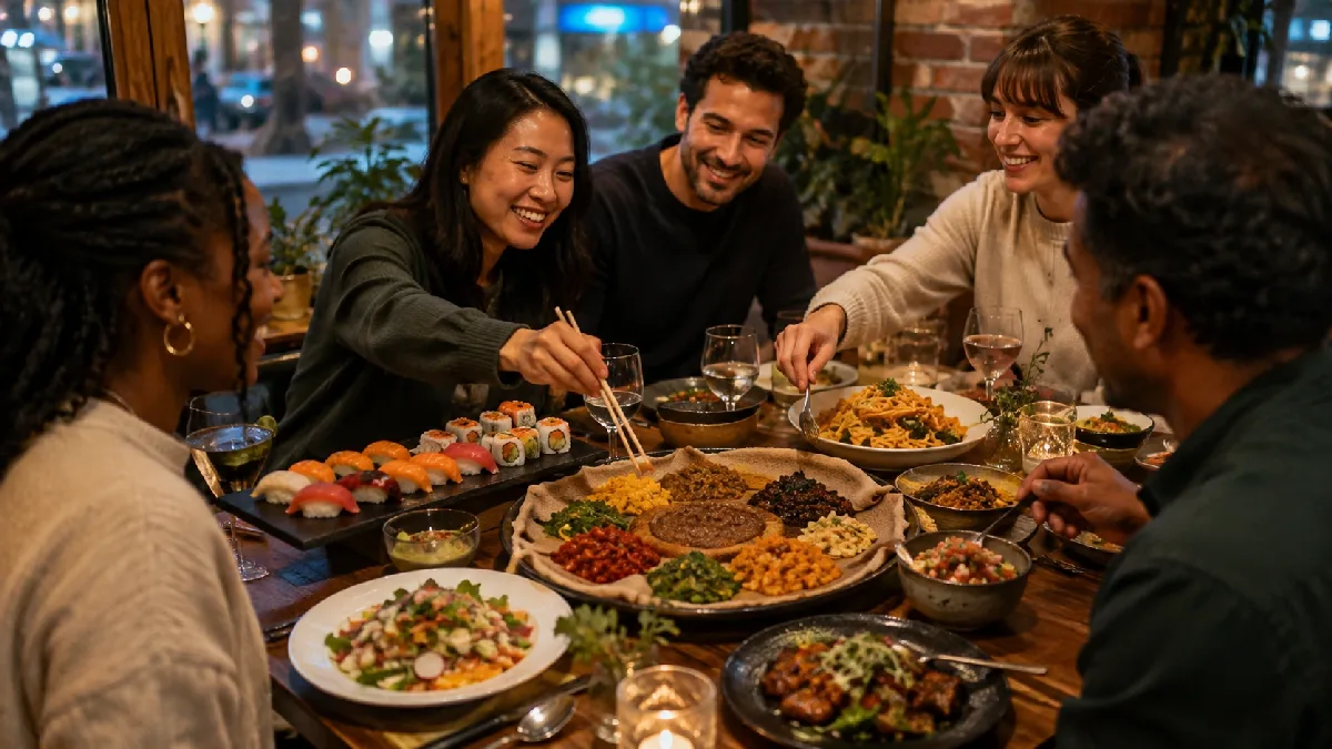 Friends Sharing Global Dishes In Kitchener Waterloo